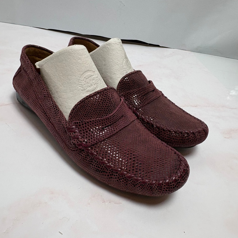Van Eli Italian Style‎ Eggplant Snake Print Leather Penny Loafers Women's 7.5A